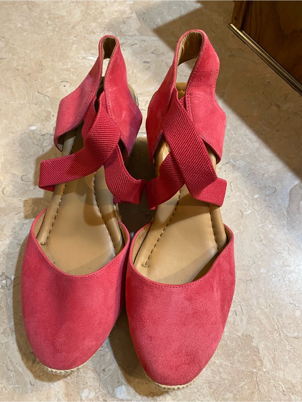 Easy Spirit Coral Espadrille Crisscross Ankle-Strap Flats
